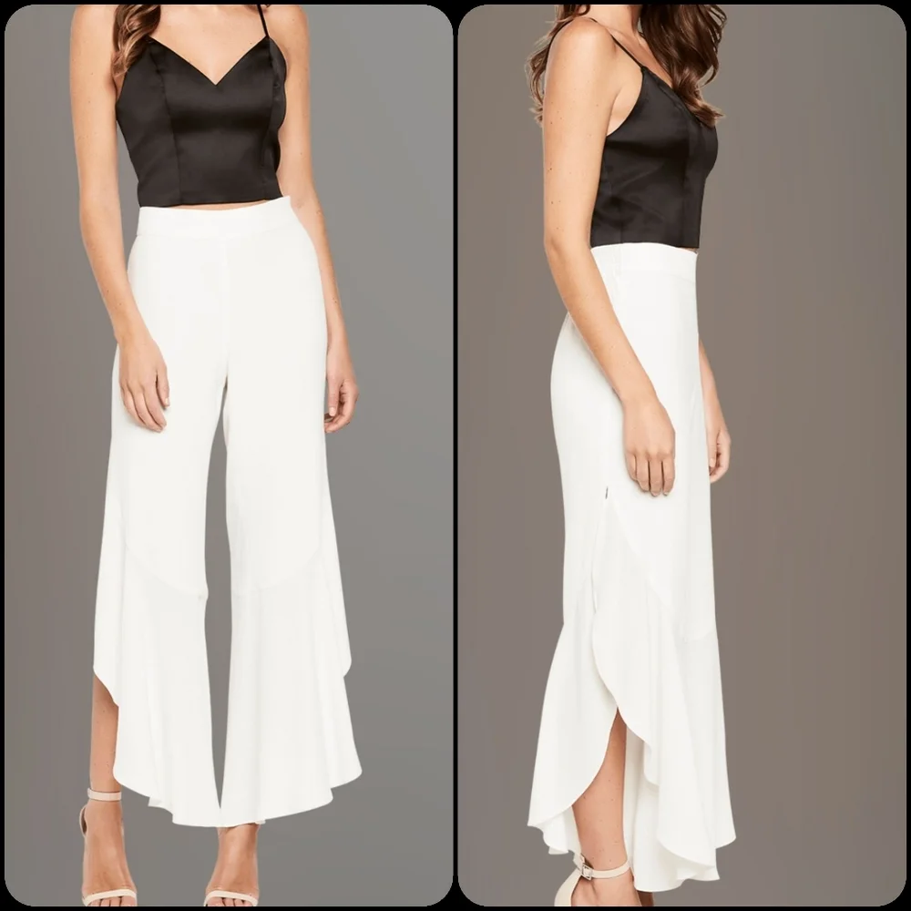 BARDOT Linda ruffle pant flares ivory size 8 RRP $99.99 - Picture 1 of 6